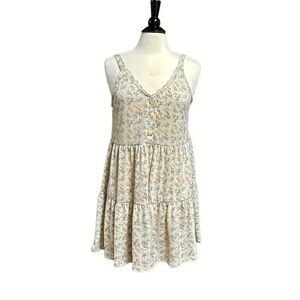 Blu Pepper Tan Floral Spaghetti Strap Dress Size Large